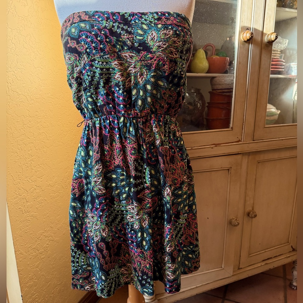 Snap Blue and Purple Strapless Sundress